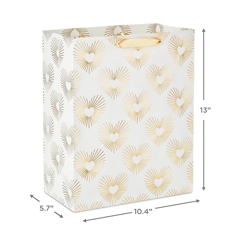 13" Gold Hearts on White Large Gift Bag for only USD 4.99 | Hallmark