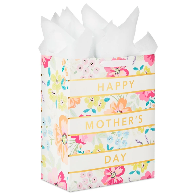 13" Floral Stripe Large Mother's Day Gift Bag With Tissue for only USD 6.99 | Hallmark