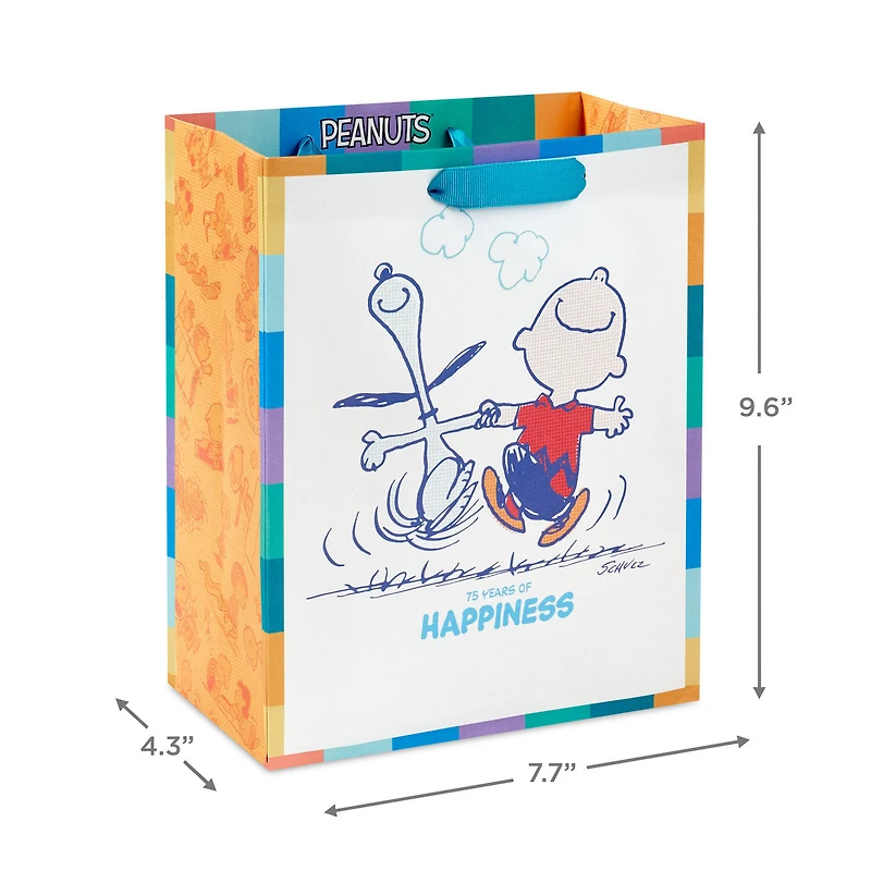 9.6" Peanuts® 75th Anniversary Happy Dance Medium Gift Bag for only USD 3.49 | Hallmark