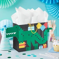7.7" 8-Bit Dinosaur Medium Horizontal Birthday Gift Bag for only USD 3.99 | Hallmark