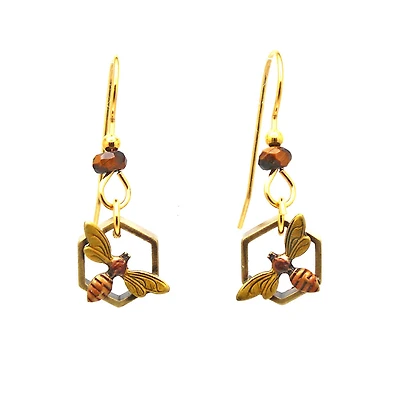 Silver Forest Bee in Honeycomb Drop Earrings for only USD 19.00 | Hallmark