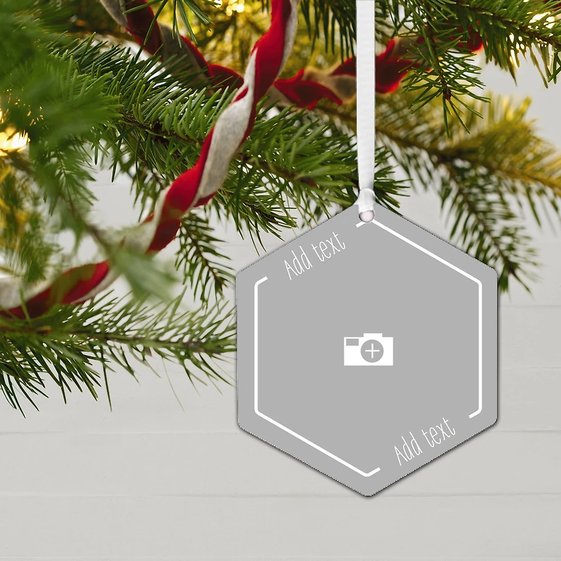 Design-Your-Own Hexagon Metal Personalized Ornament, Custom Photo and Text for only USD 17.99 | Hallmark