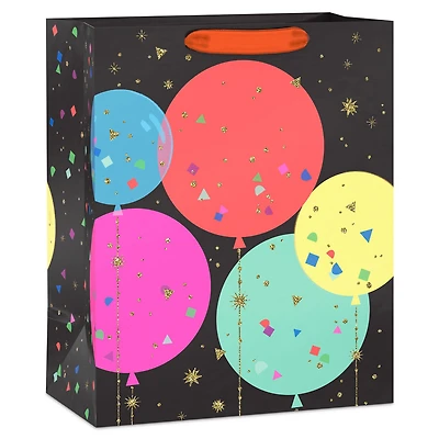 13" Bright Balloons on Black Large Birthday Gift Bag for only USD 5.49 | Hallmark