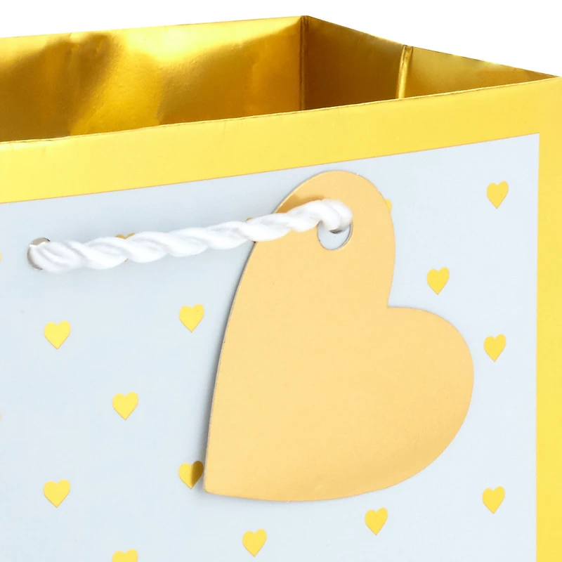 6.5" Mini Gold Hearts on White Metallic Small Gift Bag for only USD 3.49 | Hallmark