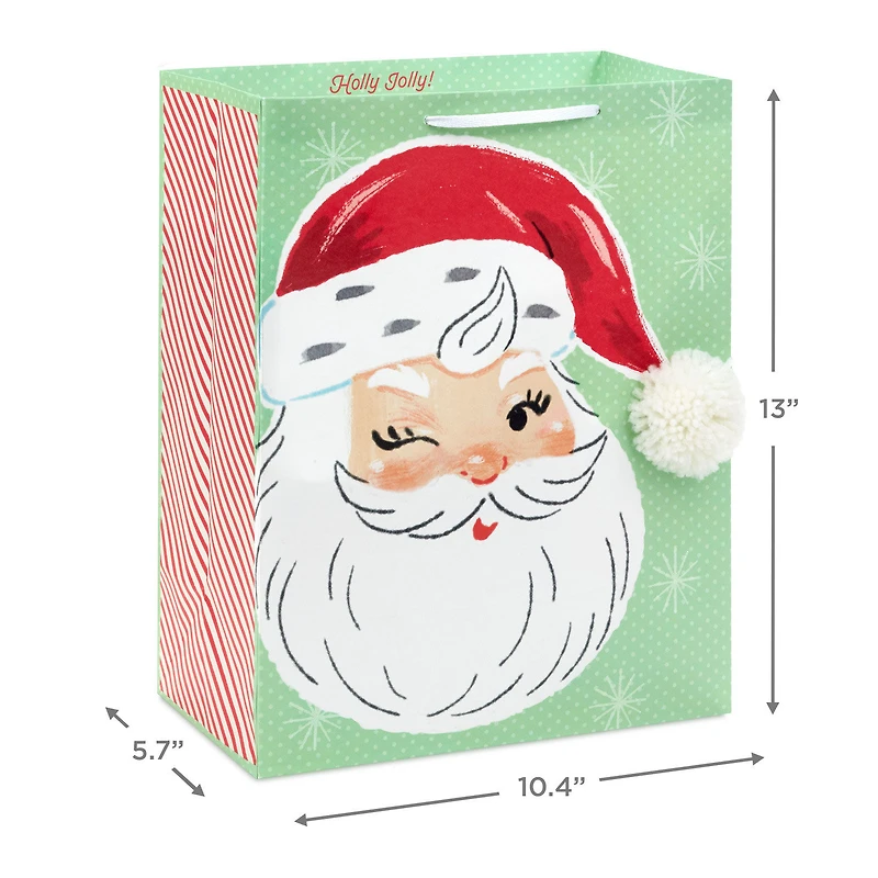13" Retro Santa on Green Large Christmas Gift Bag for only USD 4.99 | Hallmark
