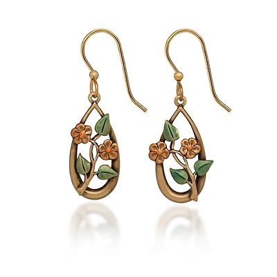 Silver Forest Flowers and Leaves on Gold Metal Teardrop Earrings for only USD 20.00 | Hallmark