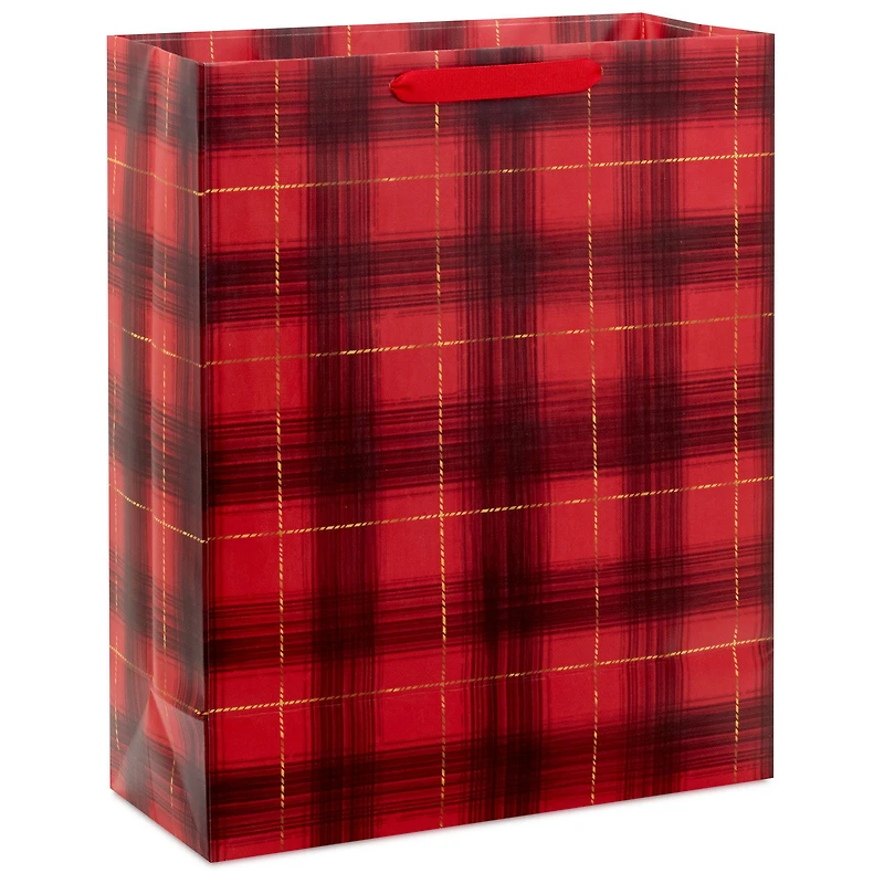 15.5" Red and Black Plaid Extra-Large Holiday Gift Bag for only USD 4.99 | Hallmark
