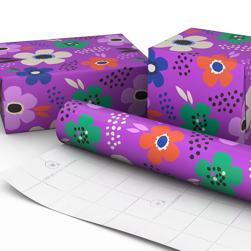 Lavender-Scented Bold Flowers on Purple Wrapping Paper Roll, 15 sq. ft. for only USD 5.99 | Hallmark