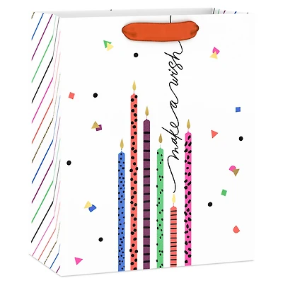 9.6" Colorful Birthday Candles on White Medium Gift Bag for only USD 4.49 | Hallmark