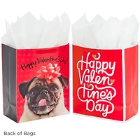 13" Pug and Happy Valentine's Day 2-Pack Large Gift Bags With Tissue Paper for only USD 9.99 | Hallmark