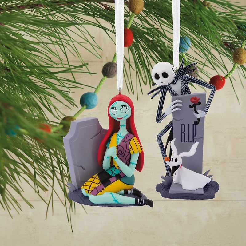 Disney Tim Burton's The Nightmare Before Christmas Jack and Sally With Tombstones Hallmark Ornaments, Set of 2 for only USD 28.99 | Hallmark