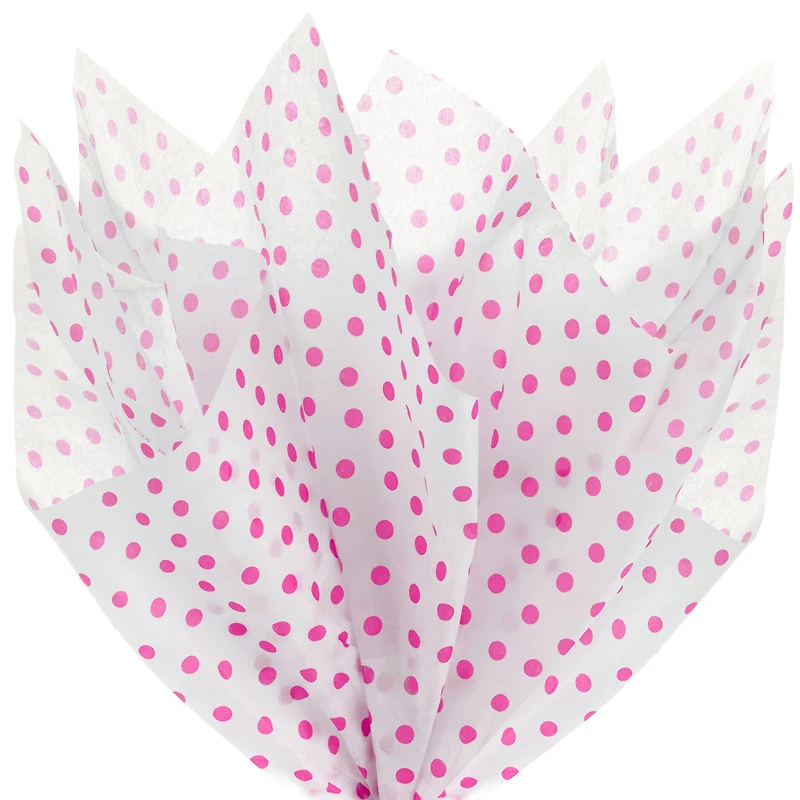 Hot Pink Polka Dots on White Tissue Paper, 6 sheets for only USD 1.99 | Hallmark