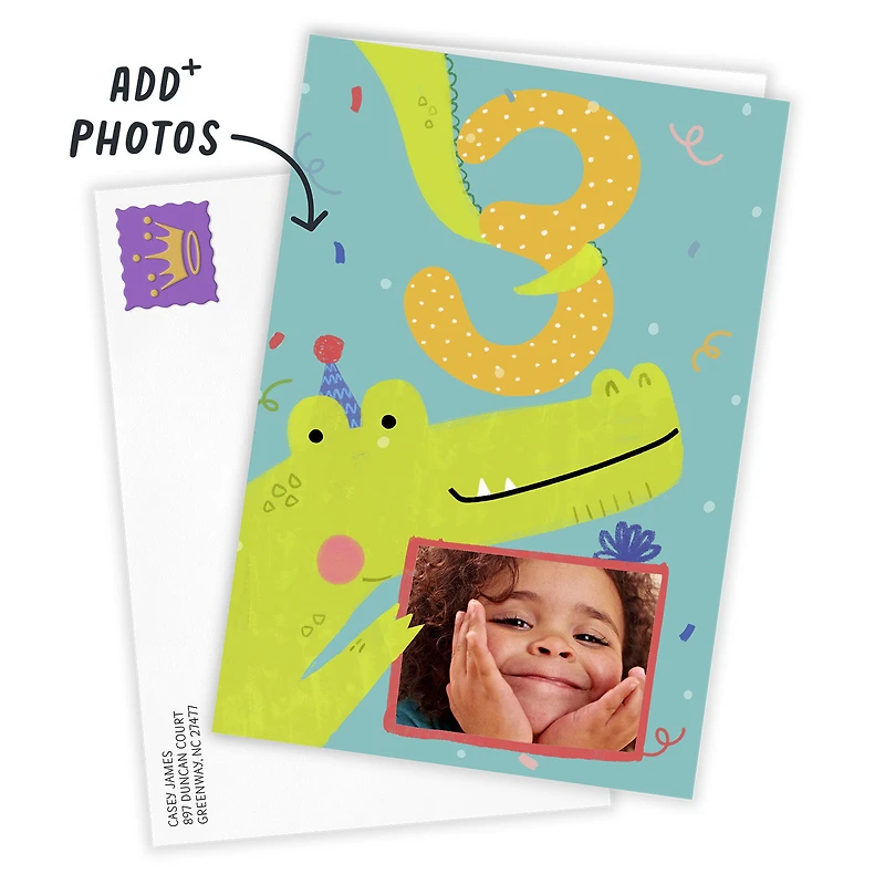 Festive Crocodile Custom 3rd Birthday Card for only USD 4.99 | Hallmark