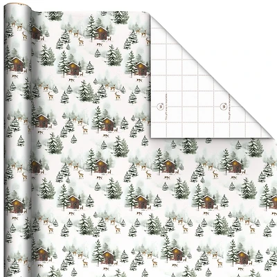 Snowy Cottage on White Holiday Wrapping Paper Roll, 22.5 sq. ft. for only USD 4.99 | Hallmark