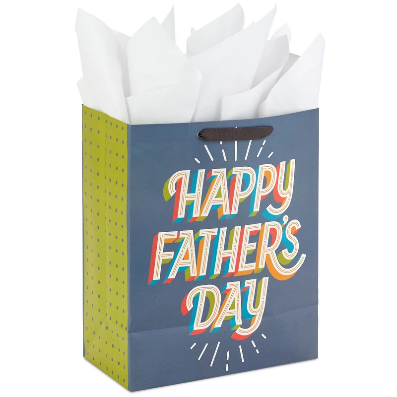 13" Happy Father's Day on Gray Large Gift Bag With Tissue Paper for only USD 5.99 | Hallmark