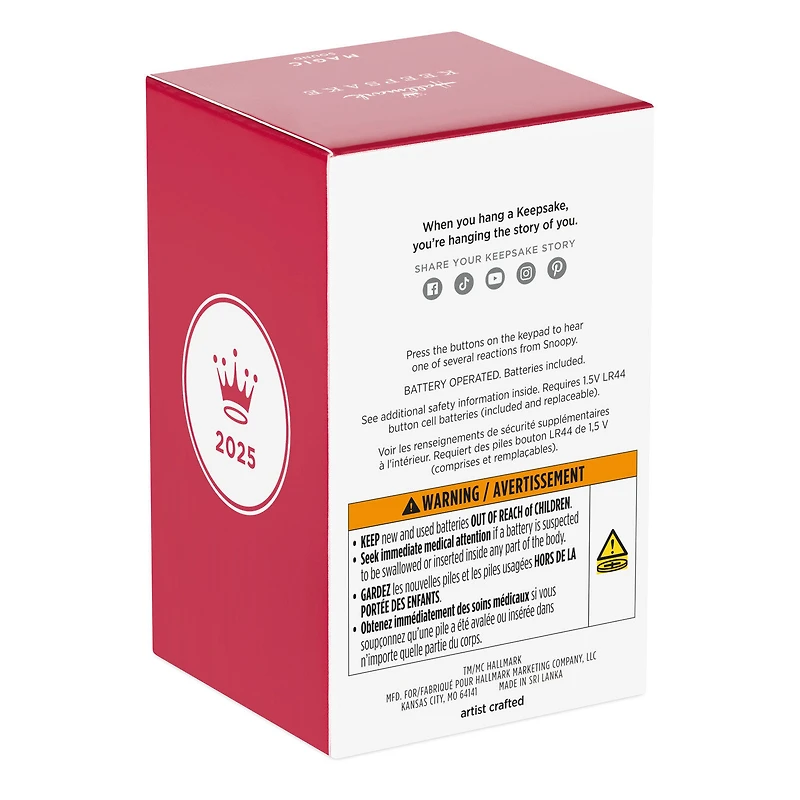 Peanuts® 75th Anniversary Hello, Snoopy! Ornament With Sound for only USD 37.99 | Hallmark