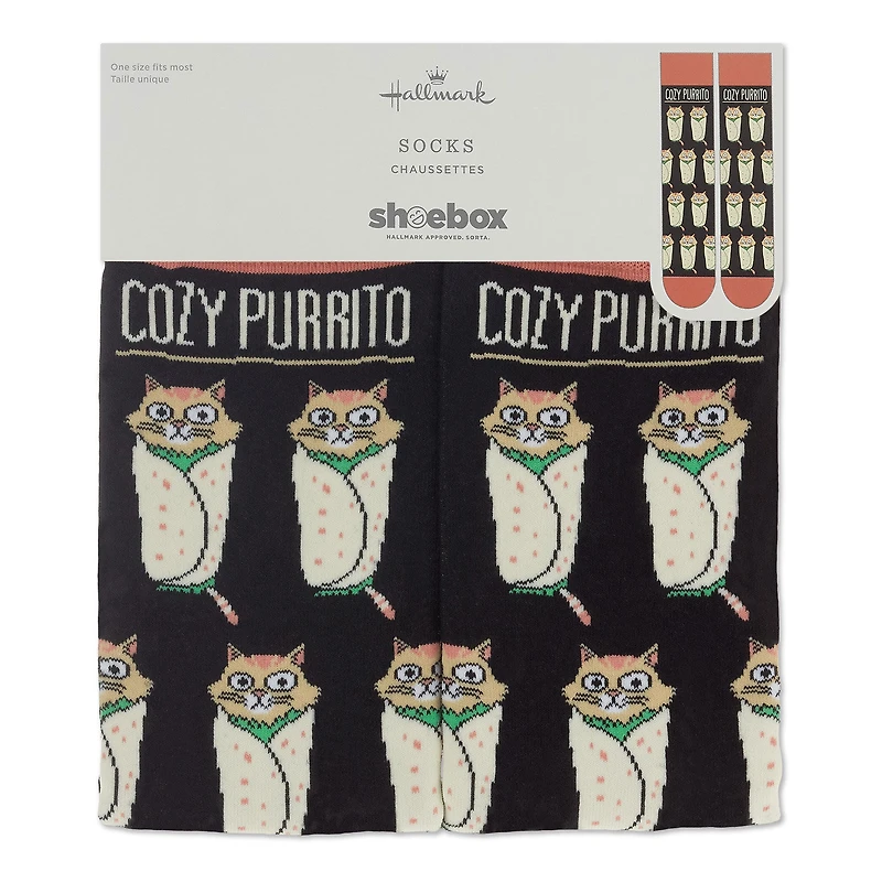 Shoebox Cat Purrito Funny Crew Socks for only USD 12.99 | Hallmark