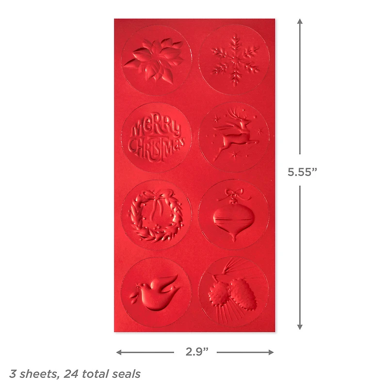 Red Foil Embossed Christmas Seals, 3 sheets for only USD 3.49 | Hallmark