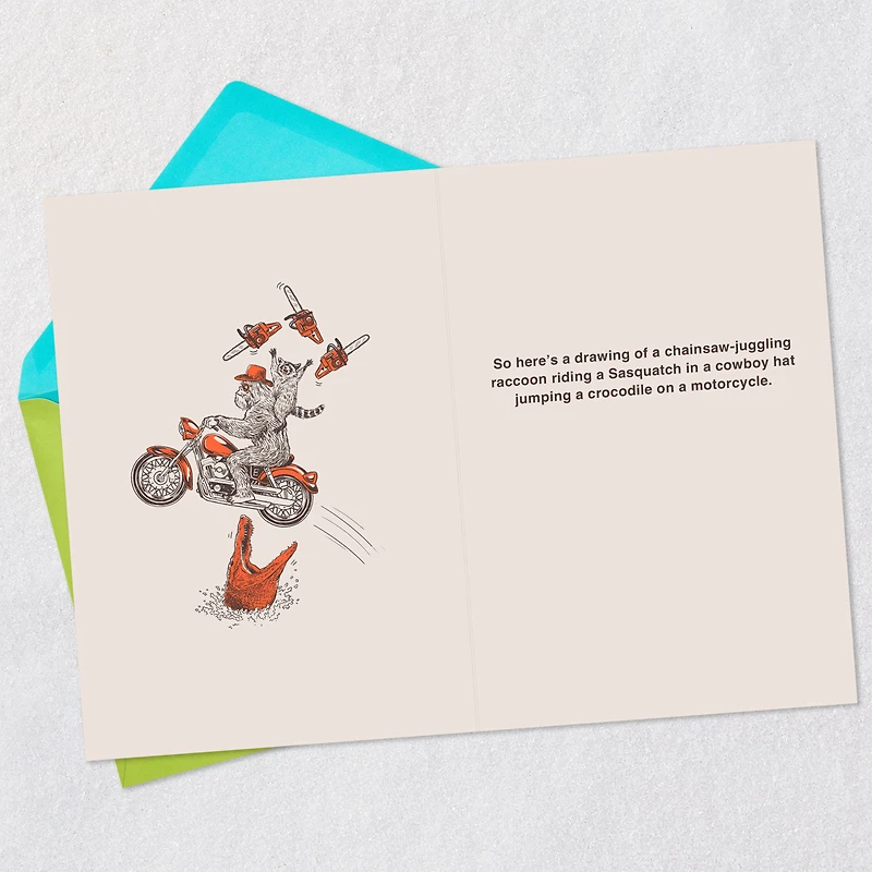 Raccoon, Sasquatch and Motorcycle Funny Birthday Card for Him for only USD 3.99 | Hallmark