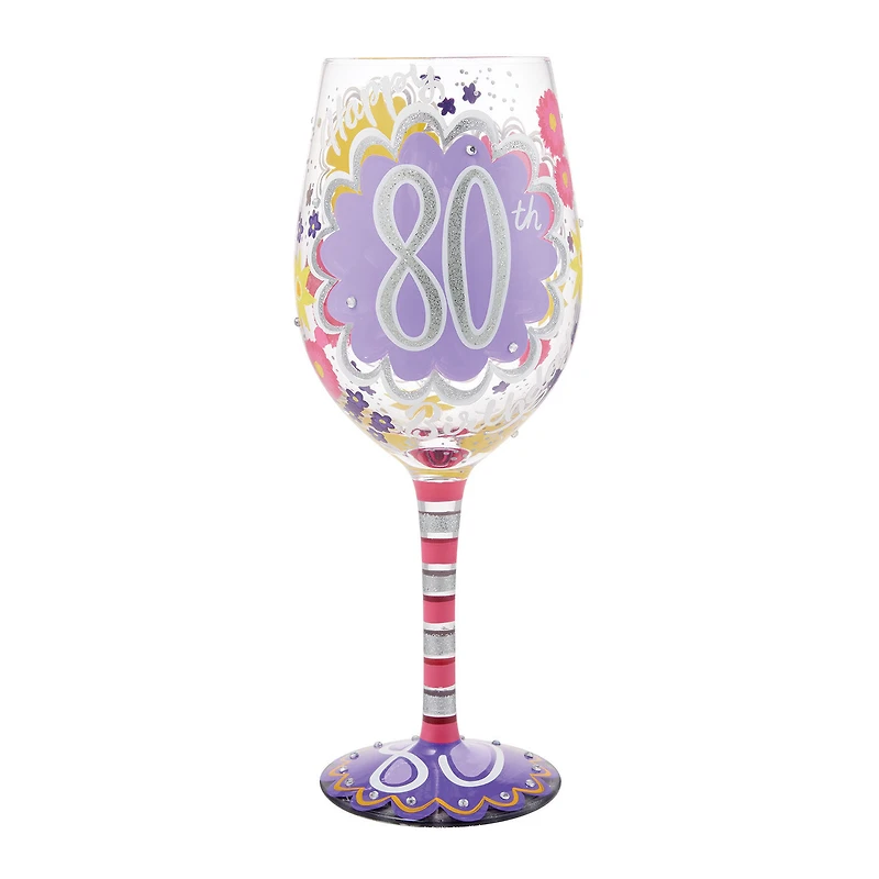 Lolita Happy 80th Birthday Handpainted Wine Glass, 15 oz. for only USD 34.99 | Hallmark