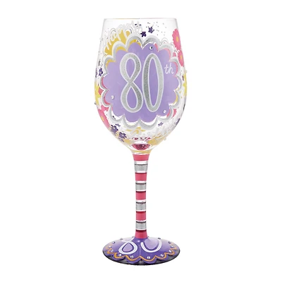 Lolita Happy 80th Birthday Handpainted Wine Glass, 15 oz. for only USD 34.99 | Hallmark