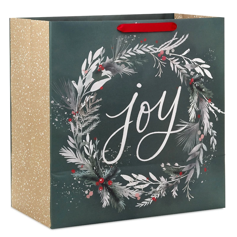 15" Joy Wreath on Dark Sage Extra-Deep Holiday Gift Bag for only USD 5.49 | Hallmark