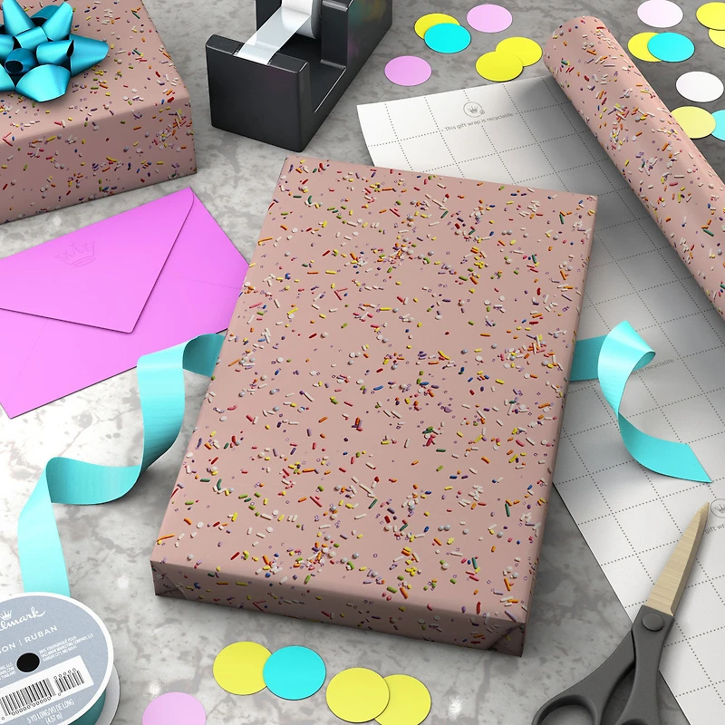 Cake Sprinkles on Pink Wrapping Paper, 20 sq. ft. for only USD 4.99 | Hallmark