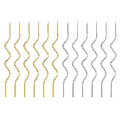 Metallic Gold and Silver Squiggle Birthday Candles, Set of 12 for only USD 4.99 | Hallmark