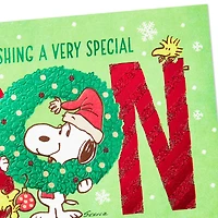 Peanuts® Snoopy and Woodstock in Wreath Christmas Card for Son for only USD 5.99 | Hallmark