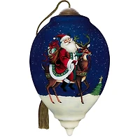 Ne'Qwa Art Jingle All the Way Santa and Reindeer Glass Christmas Ornament for only USD 55.00 | Hallmark