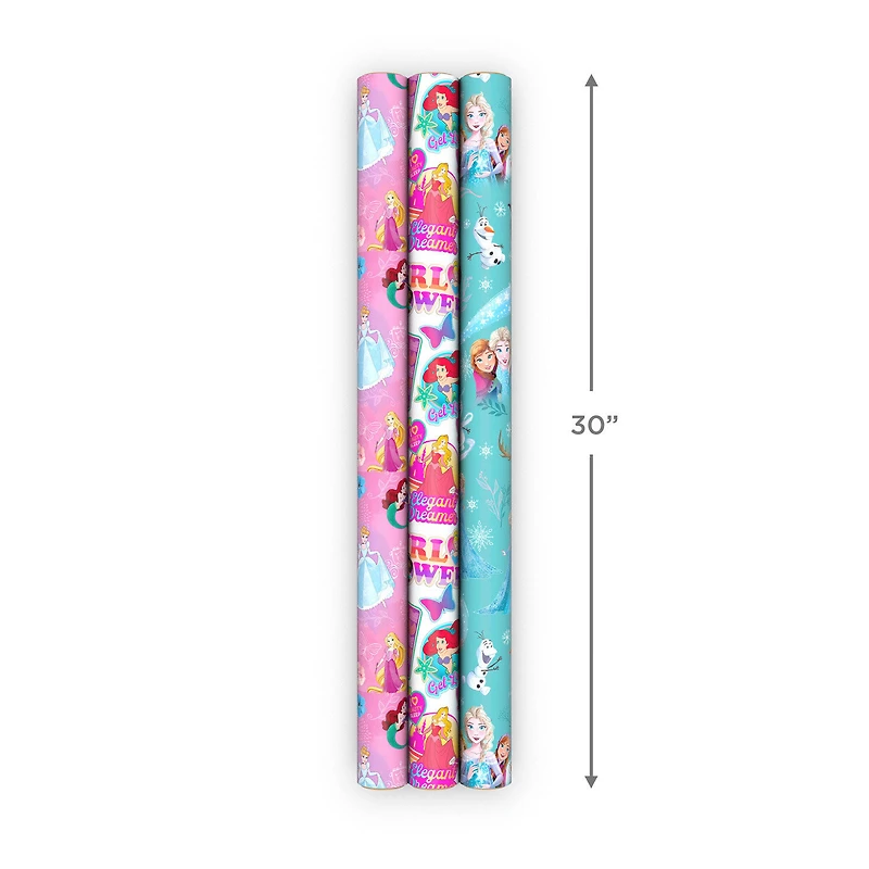 Disney Frozen and Disney Princesses Wrapping Paper Assortment, 60 sq. ft. for only USD 16.99 | Hallmark