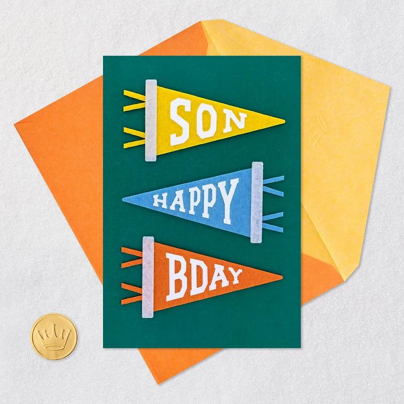 Biggest Fans Pennant Flags Birthday Card for Son for only USD 9.59 | Hallmark