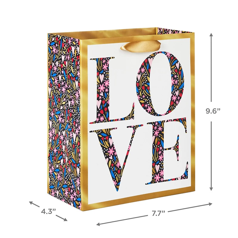 9.6" Love Floral Heart Print on White Medium Gift Bag for only USD 3.49 | Hallmark