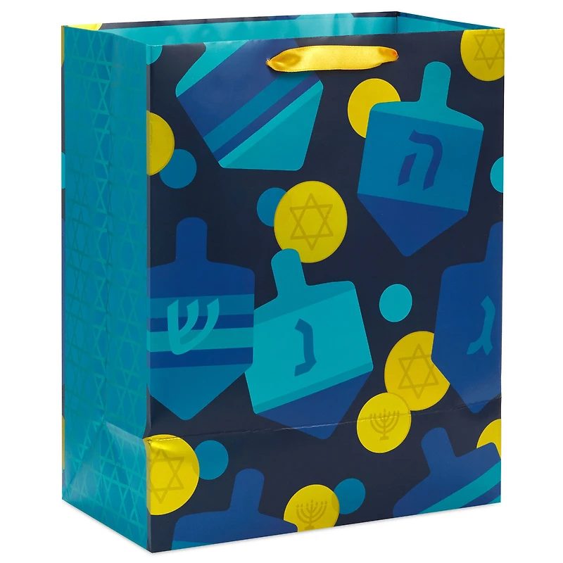 13" Dreidels and Gelt on Black Large Hanukkah Gift Bag for only USD 4.99 | Hallmark