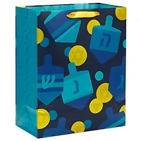 13" Dreidels and Gelt on Black Large Hanukkah Gift Bag for only USD 4.99 | Hallmark