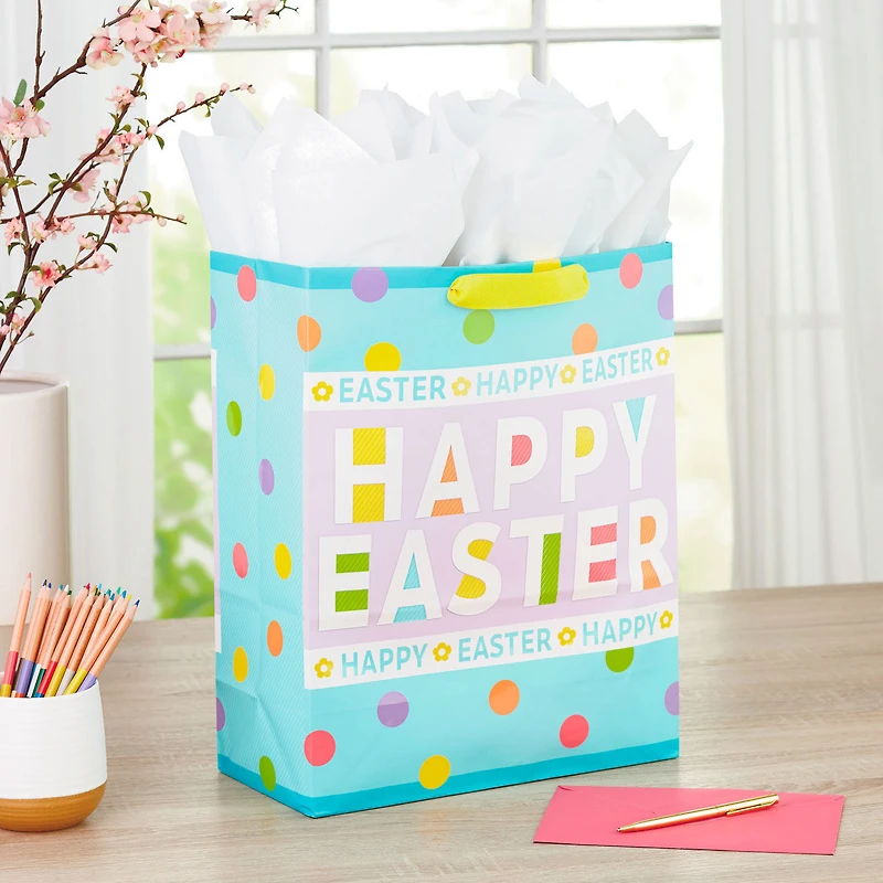 15.5" Polka Dots Extra-Large Easter Gift Bag With Tissue for only USD 6.99 | Hallmark