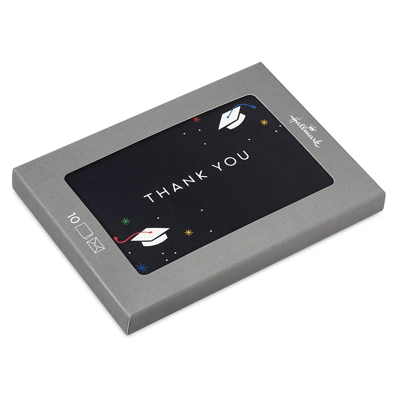 Grad Caps on Black Graduation Thank-You Notes, Pack of 10 for only USD 6.49 | Hallmark