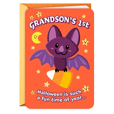 Purple Bat With Candy Corn First Halloween Card for Grandson for only USD 2.99 | Hallmark