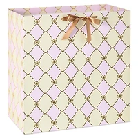 15" Gold Bow Lattice on Pink and Cream Extra-Deep Gift Bag for only USD 6.79 | Hallmark