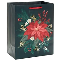 9.6" Red Poinsettia on Black Medium Christmas Gift Bag for only USD 3.49 | Hallmark