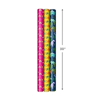 Rainbows, Dinos and Happy Wishes 3-Pack Wrapping Paper Roll Bundle, 75 sq. ft. total for only USD 16.99 | Hallmark