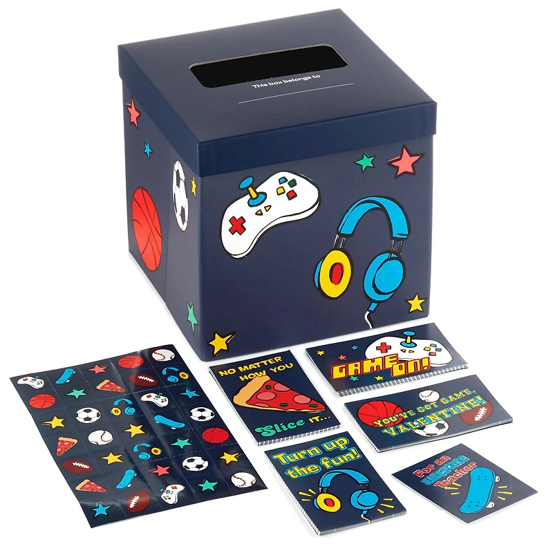 Games and Sports Kids Classroom Valentines Set With Cards, Stickers and Mailbox for only USD 9.99 | Hallmark