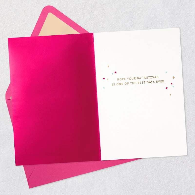 Pink and Gold Confetti Bat Mitzvah Card for only USD 8.59 | Hallmark