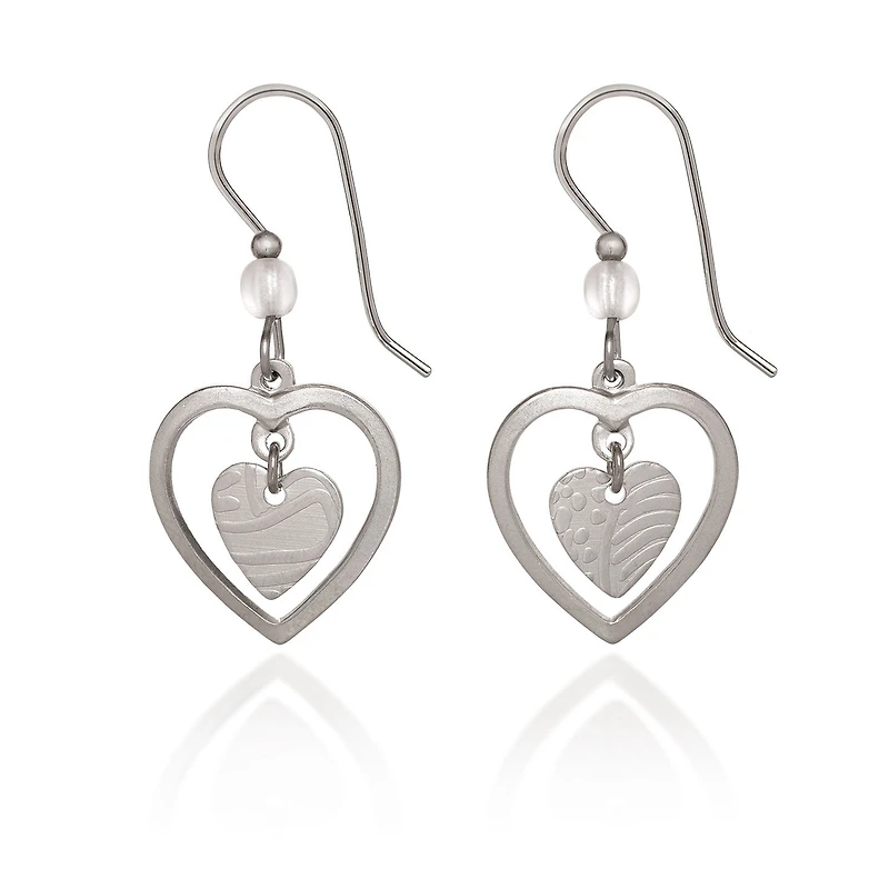 Silver Forest Heart in Open Heart Silver Metal Drop Earrings for only USD 20.00 | Hallmark