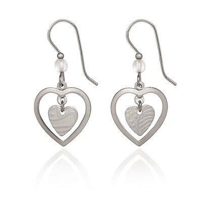 Silver Forest Heart in Open Heart Silver Metal Drop Earrings for only USD 20.00 | Hallmark