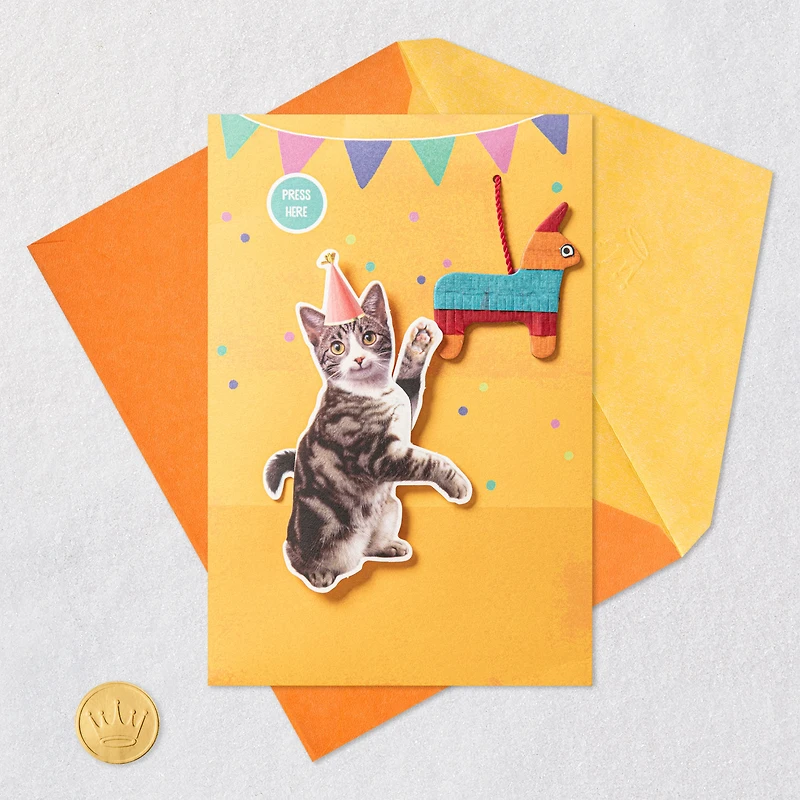 More Fun Cat and Piñata Funny Musical Birthday Card With Motion for only USD 10.99 | Hallmark