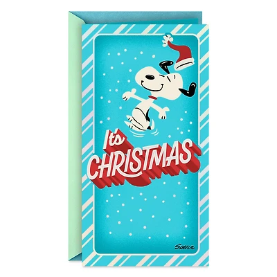 Peanuts® Dancing Snoopy on Blue Money Holder Christmas Card for only USD 2.99 | Hallmark