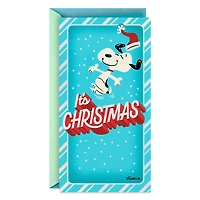 Peanuts® Dancing Snoopy on Blue Money Holder Christmas Card for only USD 2.99 | Hallmark