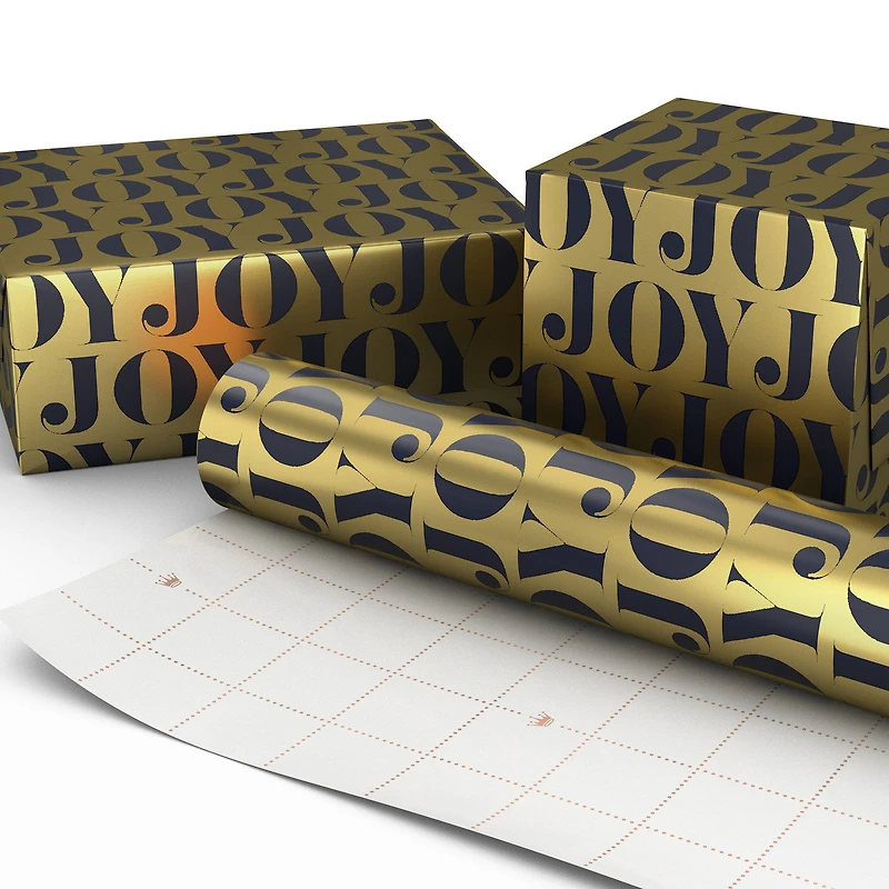 Joy on Gold Metallic Holiday Wrapping Paper Roll, 22.5 sq. ft. for only USD 4.99 | Hallmark