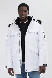 Faux Fur Lined Parka Jacket - White